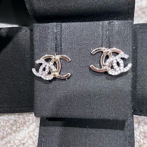 Chanel Two Tone CC stud earrings